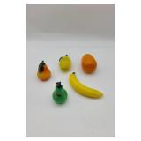 5 Hand Blown Art Glass Fruit Articles.