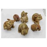 6 Plastic Decorative Yard Bunnies