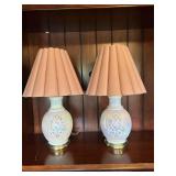 2 Glass Pink Glass Lamps.