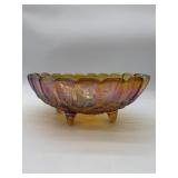 Indiana Amber Carnival Glass Fruit Bowl.