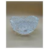 Clear Carnival Ruffled Edge Cut Glass Bowl.