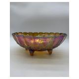 Indiana Amber Carnival Glass Fruit Bowl.