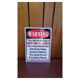 Redneck Warning Metal Sign