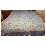 Queen Blue Floral Bedspread W/Curtains