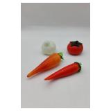 4 Hand Blown Art Glass Vegetable Articles.