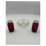 Moon Stone Heart Shaped Candy Dish w/ S & P.
