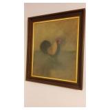 Rooster Print in Walnut Wooden Frame