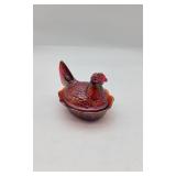 Fenton Red Carnival Hen On a Nest.