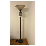 Metal Decorative Floor Lamp With Flared Globe.