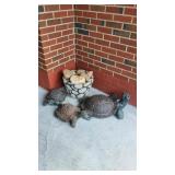 3 Concrete Turtles & Concrete Flower Pot