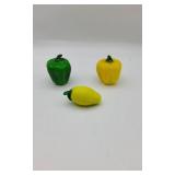 3 Hand Blown Art Glass Vegetable Articles.