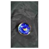 Art Glass paperweight With Butterfly & Flower.