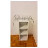White Storage Caddy, Shoe Rack & VHS Cabinet