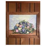 Floral Oil Painting On Artist Board.