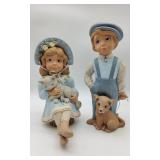 2 Ceramic Hand Painted Girl & Boy Figurines.