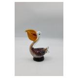 Murano Glass Pelican With Fish In Mouth.