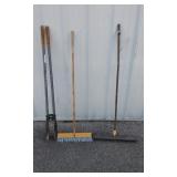 Post Hole Diggers & 2 Push Brooms