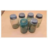 6 "Ball Blue" Mason Jars