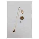 14KT Gold Saltwater Pear Pendant necklace & Brooch