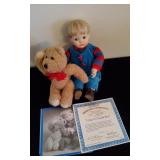 Ashton Drake Porcelain Doll 'Cody & Cuddle Bear.'