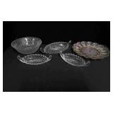 3 Vintage Fostoria Relish Dishes, Bowl, Egg Plate