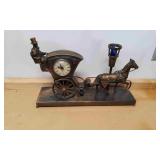 Bronze Horse & Carriage Vintage United Mantel Cloc