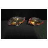 2 Waterford Evolution Amber Art Glass Bowls.