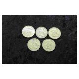 1960-1963 5 Franklin Half Dollars