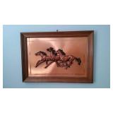Vintage 3D 3 Horse Copper Wall Art