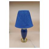 Blue Table Lamp with Matching Pleated Shade