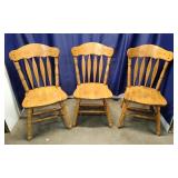 Three Matching Wooden Pressback Dining Chairs
