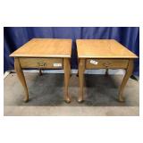 2 Matching Queen "Anne" Style Oak Nightstands
