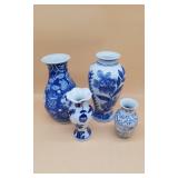 4 Blue & White Porcelian Vases