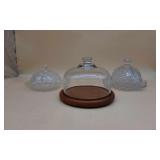 3 Clear Glass Covered Dishes