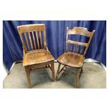 Two Distinct Style Soild Wooden Chairs