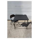 Black Metal Card Table & Folding Chair