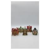 5 Ceramic Christmas Village Buildings