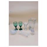 Various Glass Vases, Goblets, Bowls, and Misc