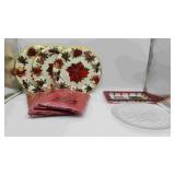 -Christmas Serving Trays and Plastic Tablecloths