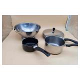 Box of Various Metal Pots and Pans