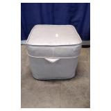 Light Beige Leather Storage Ottoman