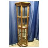 Hexagonal Wooden Corner Curio Display Cabinet