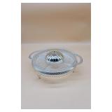 Glass Footed Divided Serving Tray with Center Lid