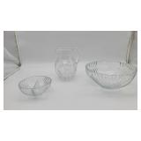 Lead Crystal Pitcher and 2 Serving Bowls