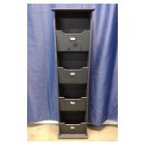 Wooden Black 4-Slot Vertical Storage Tower