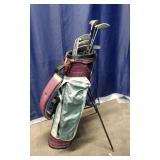 Set of Misc Golf Clubs in Standing Golf Bag