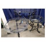 3-Pc Wrought Iron & Beveled Glass Table Set