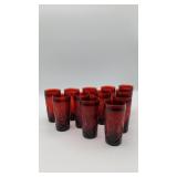 Twelve Ruby Red Crystal Glasses