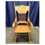 Golden Oak Pressed-Back Rocking Chair