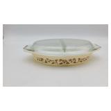 Pyrex Golden Acorn Divided Casserole Dish